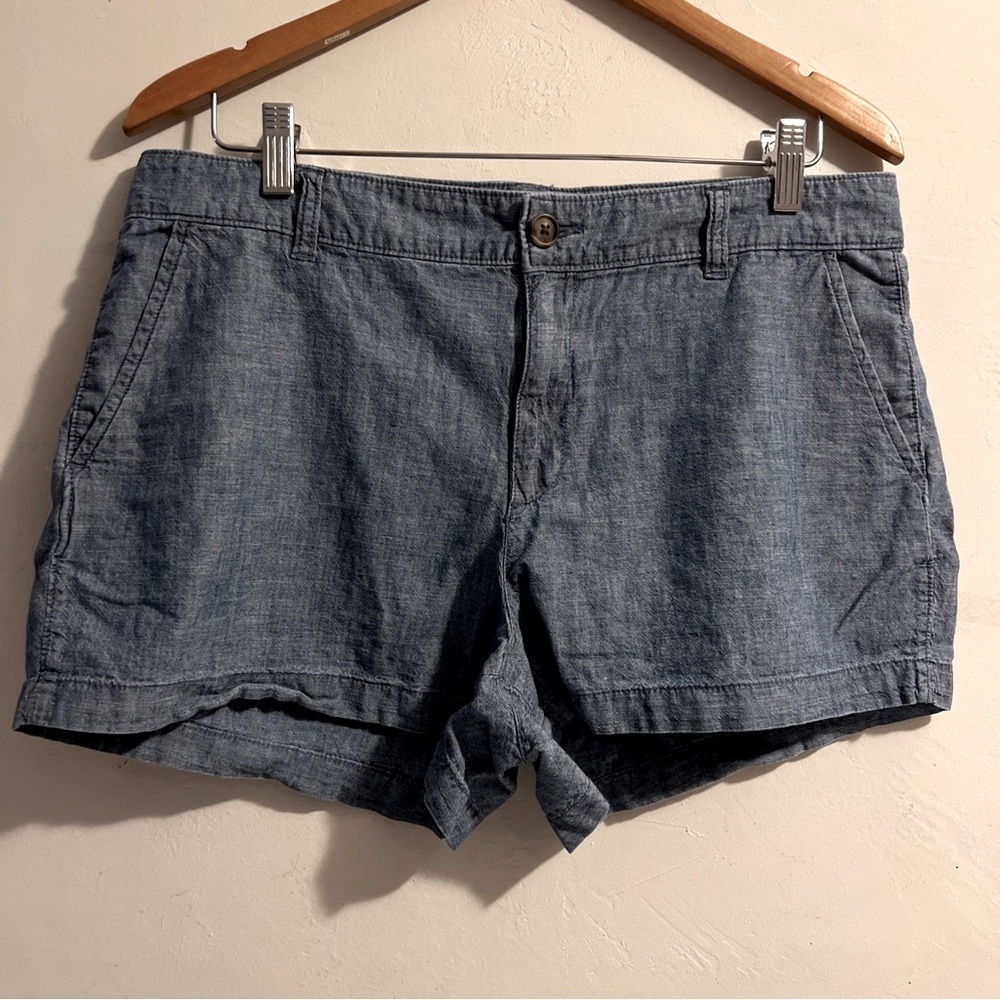 Gap Women's Blue Chambray Shorts Pockets High Rise Casual Pockets Sz 12 3’ Short